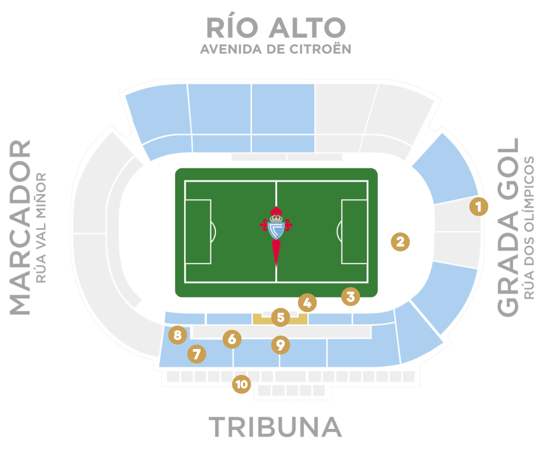 Itinerary of the RC Celta stadium tour